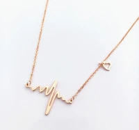 new trendy ecg shape love heart pendant necklace women fashion metal titanium steel clavicle chain accessories party jewelry