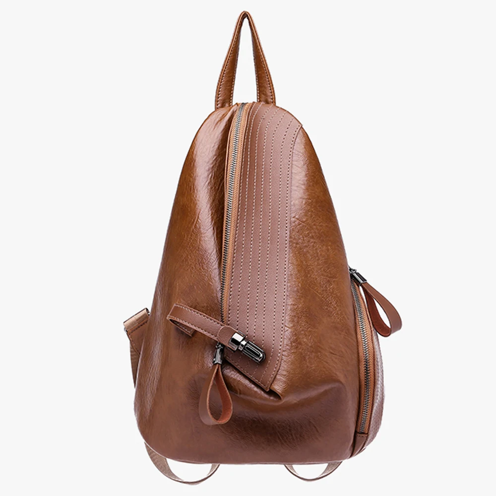 

Summer Style Autos Triangle Backpack For Women Leather Backpack Dumpling Bags Women Shoulder Bag Street Style Girls School Bags