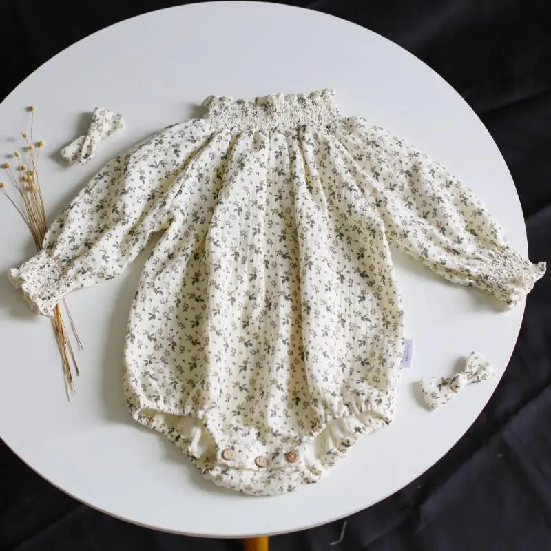 Детское боди с длинным рукавом цветочным принтом|Боди для малышек| |