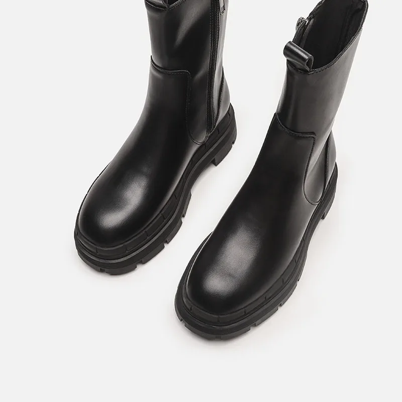 

Boots short boots thick-soled Martin boots female side zipper rider boots Chelsea mid-tube calf boots spring and autumn