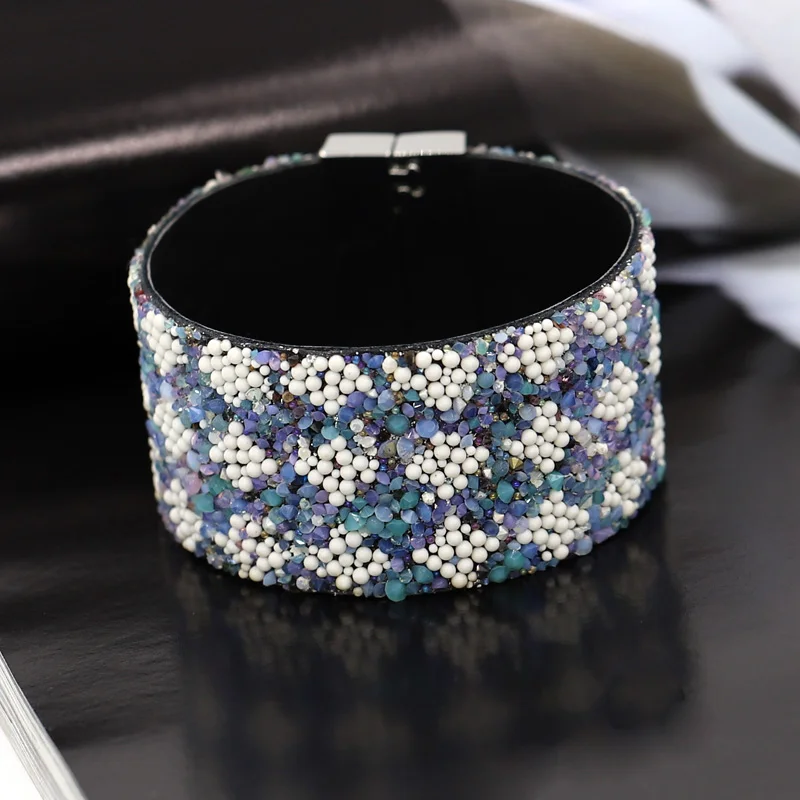 Vonnor Jewelry Витые браслеты для Для женщин женские кожаные Браслеты с красочными Бусины и бисер магнит застежка Браслеты