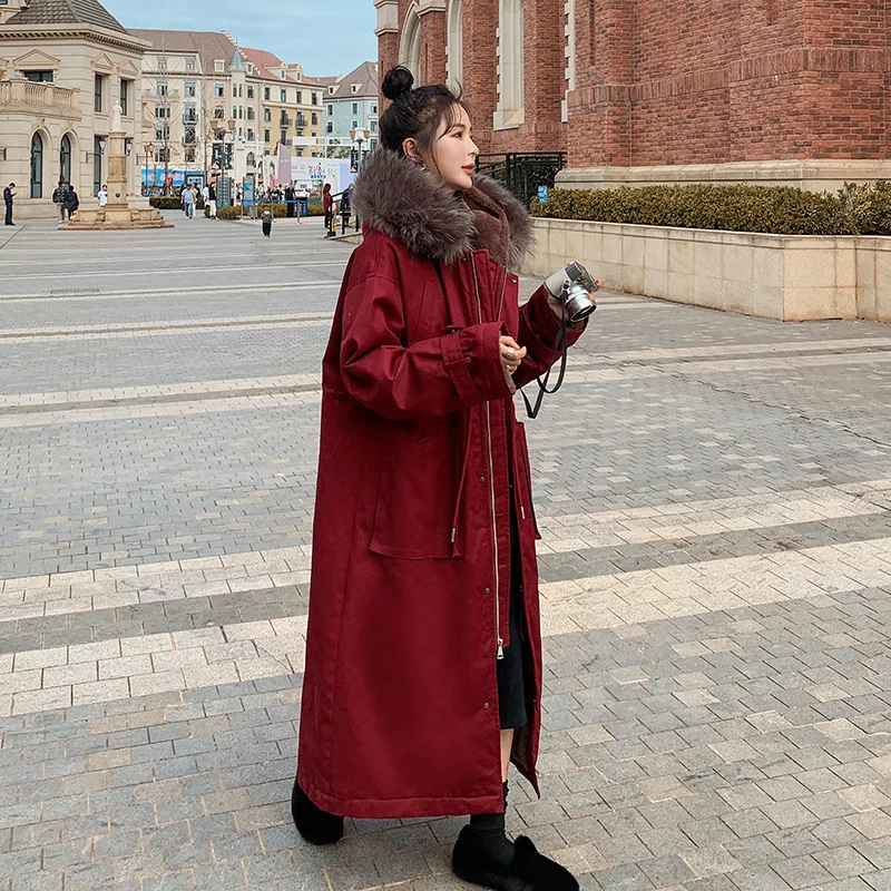 

Новая стильная стеганая куртка с подкладкой из кроличьего меха на талии версия свободного кроя средней длины меховой воротник хлопковое па...