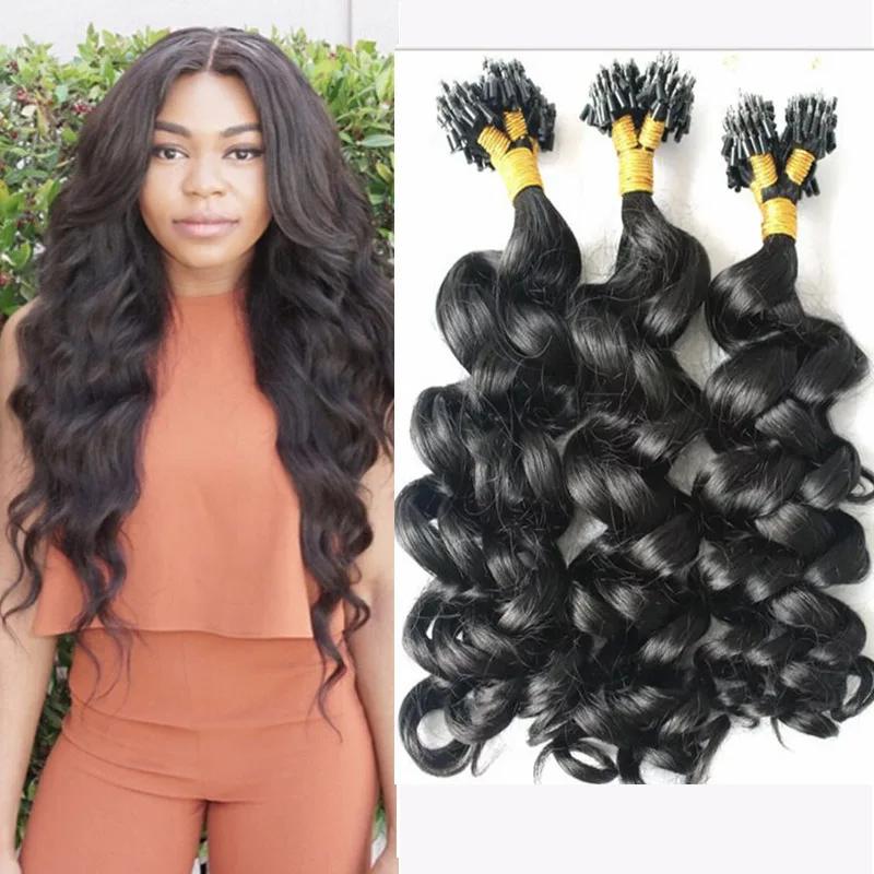 Свободные локоны волосы на микро кольцах для наращивания 1 г/подставка 100 Пряди Remy