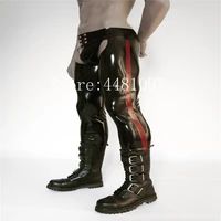 nature handmade men latex pants black with red rubber long trousers legging custom made with underwear cosplay costumes