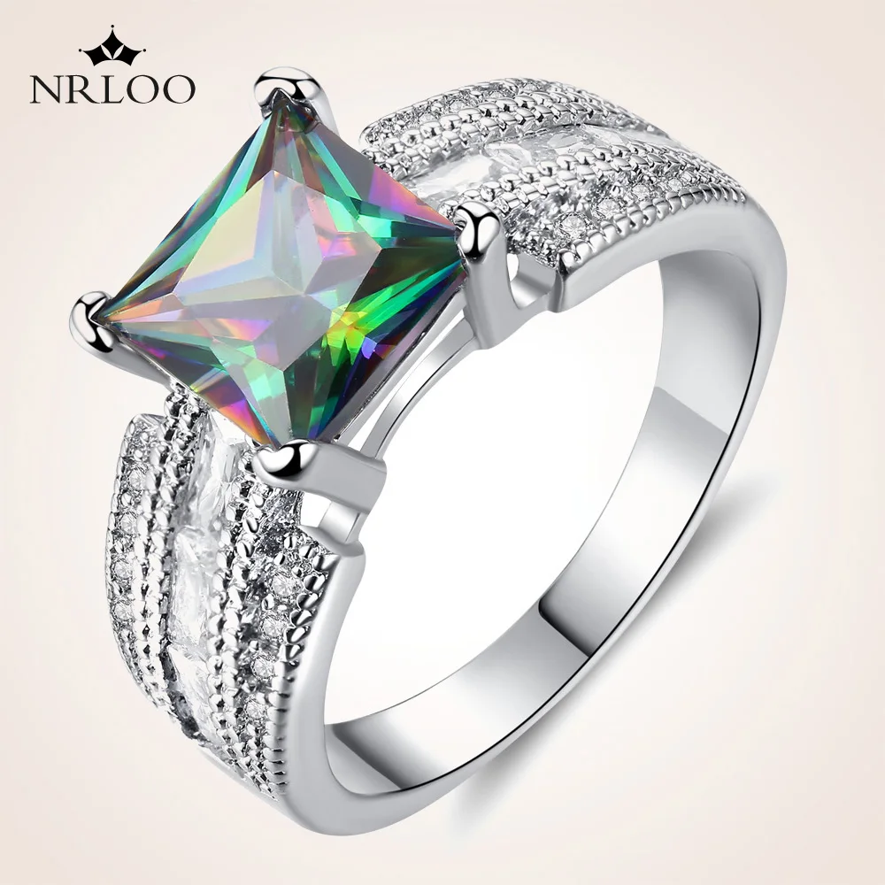 

Beautiful Large Natural Gemstone Promise Rings For Women Jewelry Unique Zircon Silver Ring Wedding Engagement Gifts For Ladies