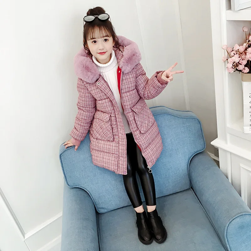 Детская пуховая куртка для девочек теплая длинная парка с капюшоном русской зимы