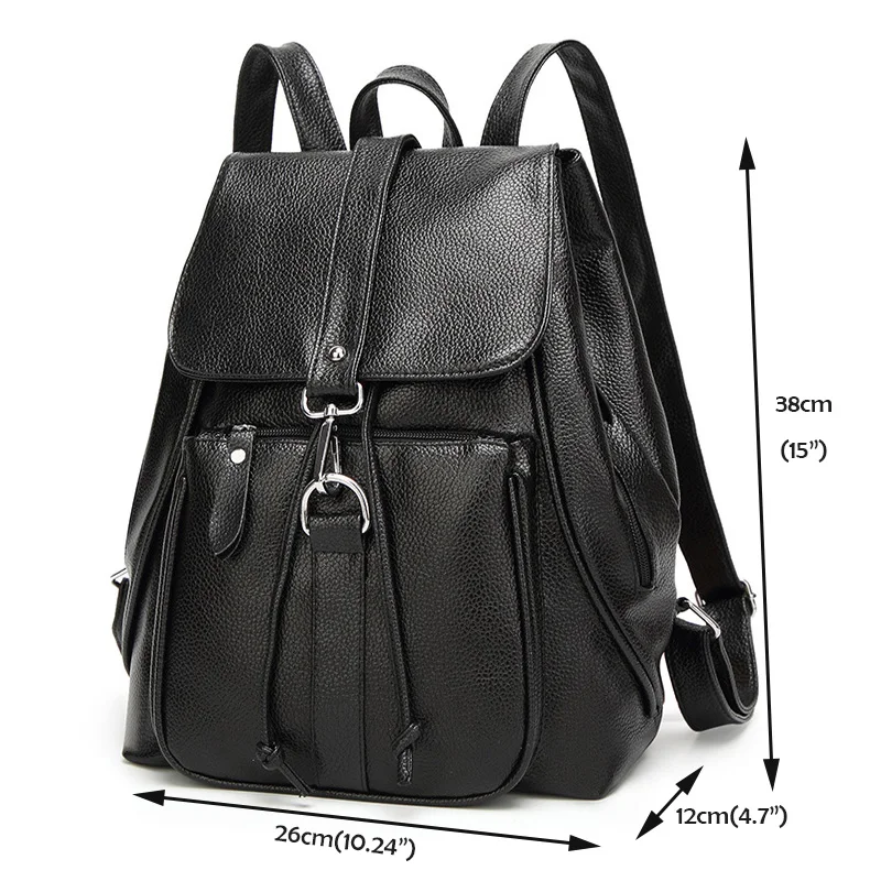 Женские модные рюкзаки из натуральной кожи высокое качество черный школьный