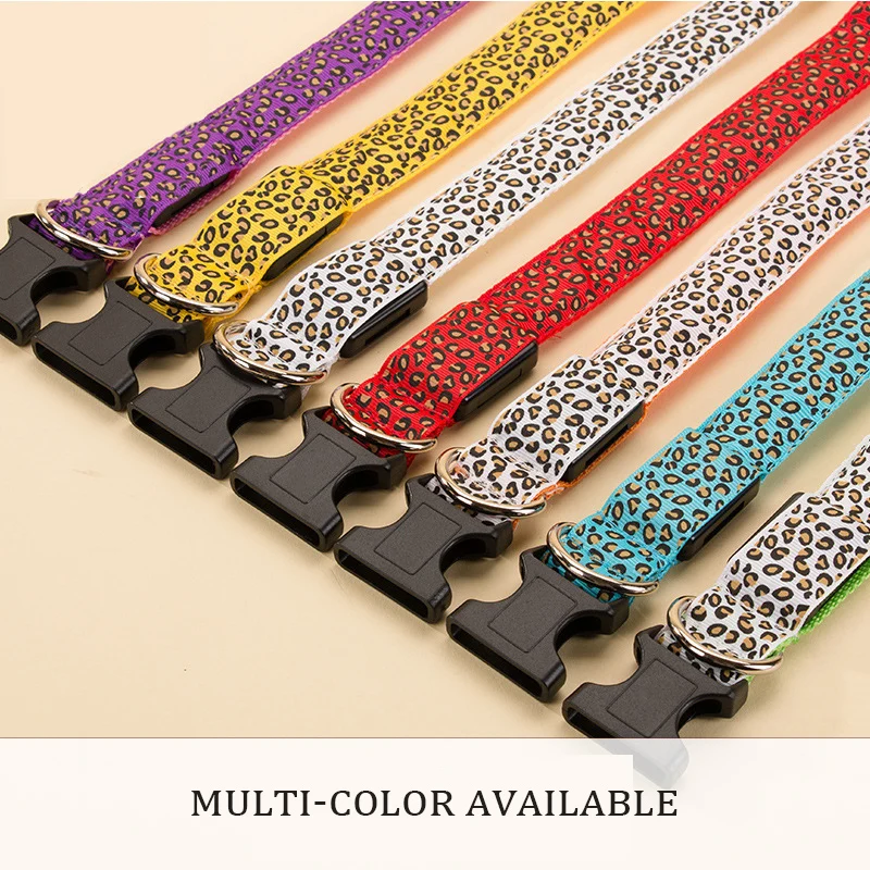 Светодиодный ошейник для собак Нейлоновый с зарядкой от usb леопардовым принтом