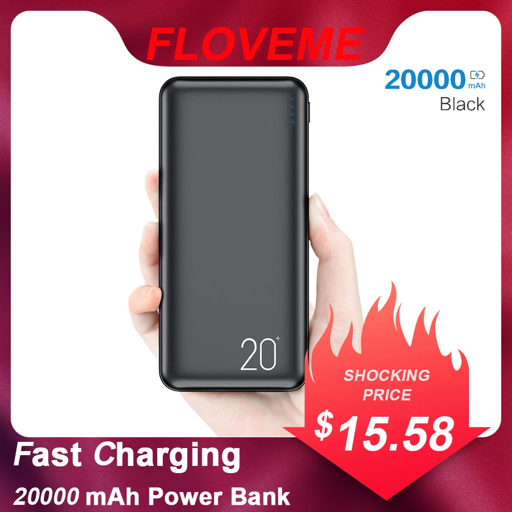FLOVEME 2 USB зарядное устройство 20000 мАч портативное для Xiaomi Внешний аккумулятор |