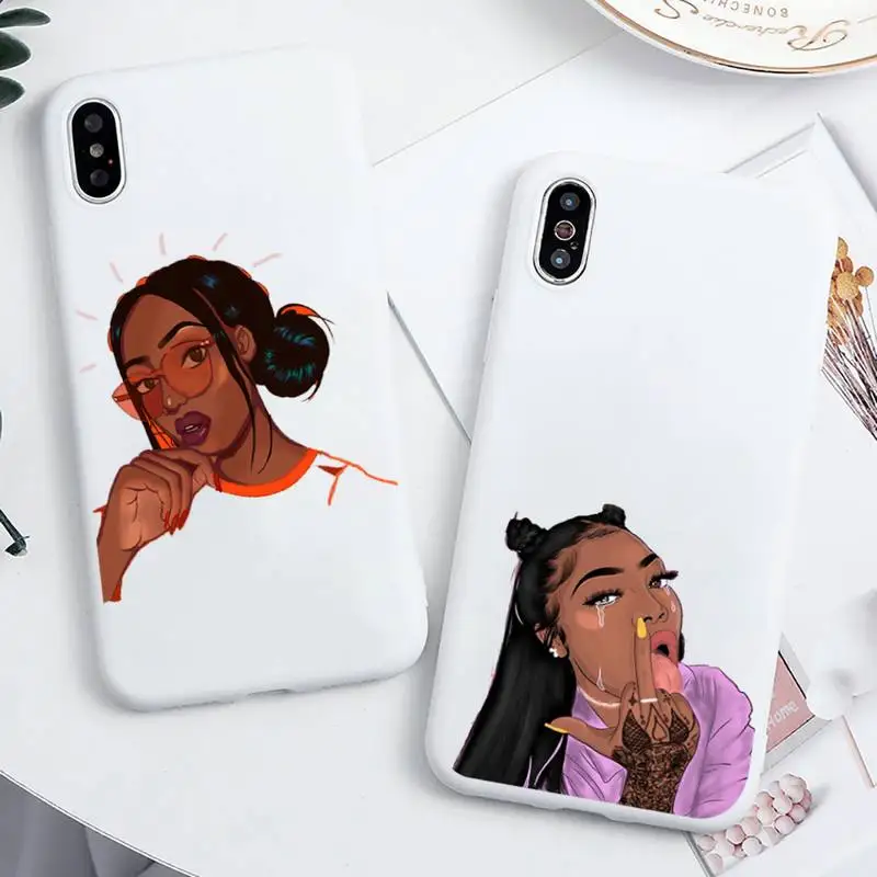 

Melanin Poppin African Black Girl Phone Case Candy Color for iPhone 11 12 mini pro XS MAX 8 7 6 6S Plus X 5S SE 2020 XR