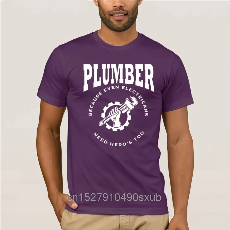 

Men's T-shirt Cartoon Fun Plumber Because even Electricians need Hero's too Mother's Day Ms. T shirt