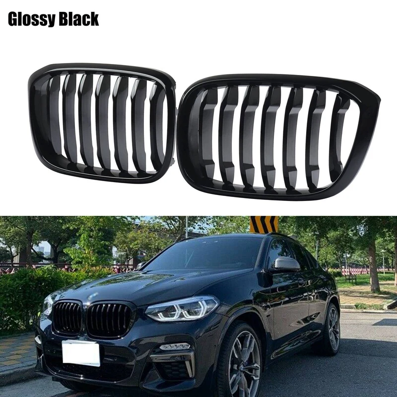 

Car Gloss Black Front Hood Kidney Grille Grill For-BMW X3 X4 G01 G02 2018-2020