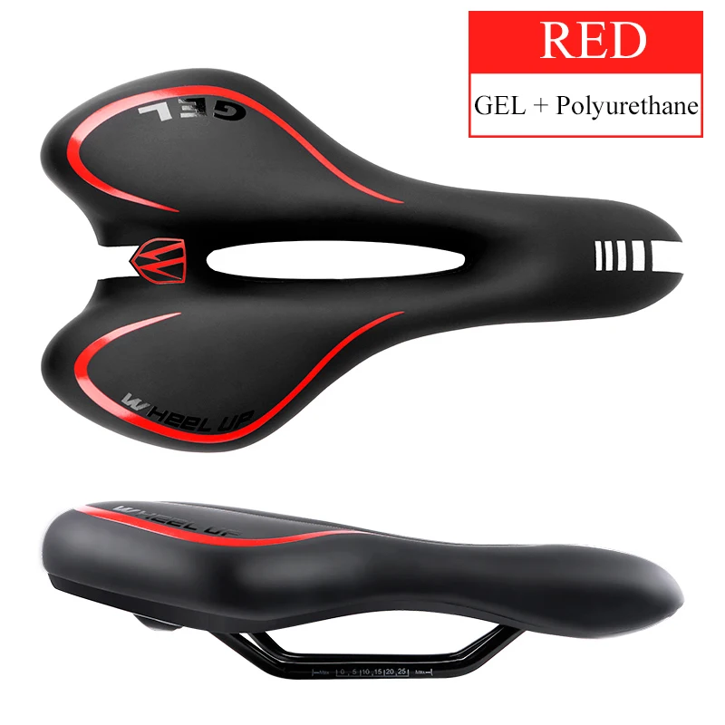 GEL RED Дышащее мягкое велосипедное седло из ПВХ кожи, удобное дорожное горное Велосипедное Сиденье, толстая Подушка, полое велосипедное седло - Цвет: GEL RED