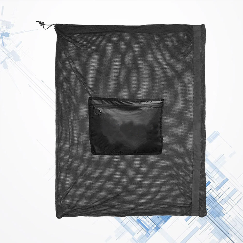 

Large Capacity Football Basketball Bag Portable Sports Net Bag Drawstring Storage Bag for Home Outdoor (Black)