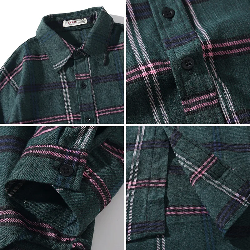 

FGKKS Spring New Product Men Plaid Shirts Fashion Casual Men's Turn-Down Collar Long Sleeve Shirts Male Comfortable Shirt Tops