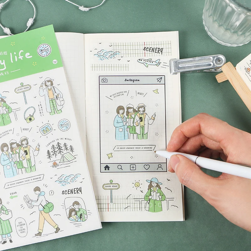 Наклейки дневник солевые персонажи винтажные Декоративные Васи наклейки