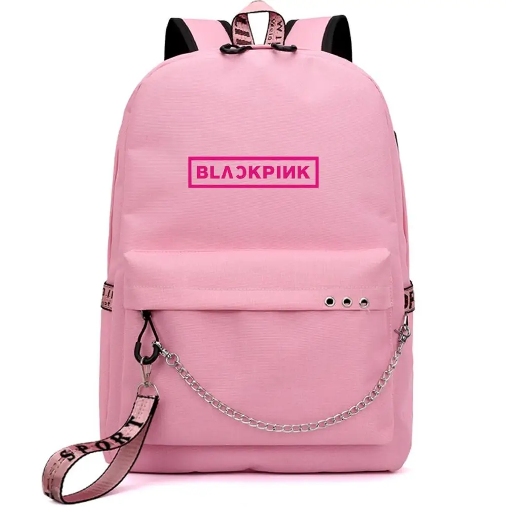 Style 27 Kopo BlackPink Rose Lisa JENNIE USB Рюкзак Школьные сумки черный розовый Mochila дорожные сумки рюкзак на цепочке для ноутбука USB порт для наушников - Цвет: Style 27