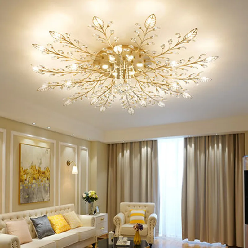 

IKVVT American Ceiling Lamp Living Room Lamp Simple Modern Atmosphere Led Crystal Lamp European Luxury Bedroom Dining Room Lamp