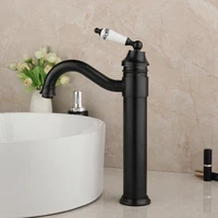 oil rubbed bronze deck mounted bathroom faucet hot and cold water taps vessel sink basin swivel mixer tap