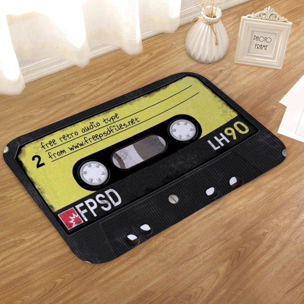 Коврик для двери фланелевый плюшевый винтажный Кассетный скотч домашний коврик