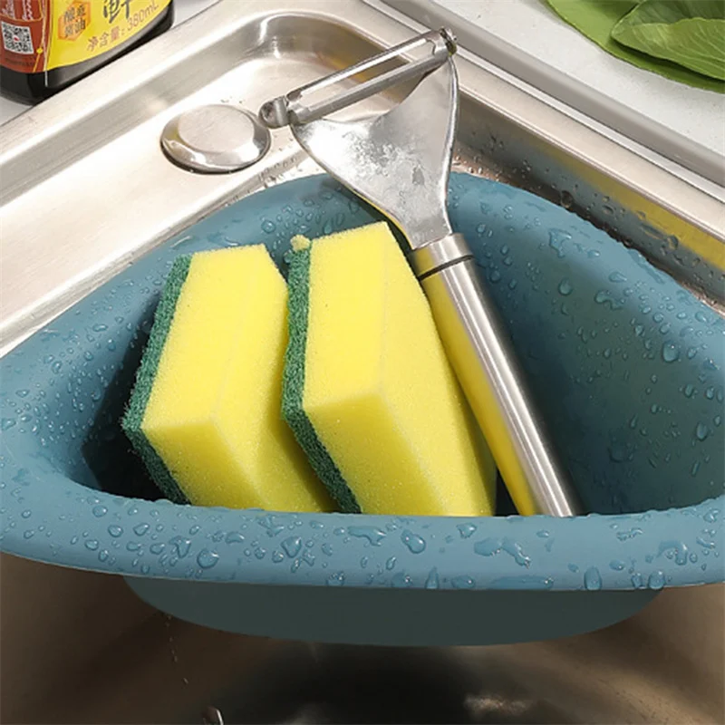 

Triangular Sink Strainer Drain Fruit Vegetable Drainer Basket Suction Cup Sponge Rack Storage Kitchen Tools Sink Filter Shelf