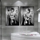 Современный унитаз Сексуальная Картина на холсте женщина печать бар девушка курительная и питьевая ванная настенная картина плакат Черный Белый декор