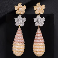 larrauri trendy cubic zirconia flower pierced dangle drop earrings earrings for women indian nigerian engagement earrings 2019