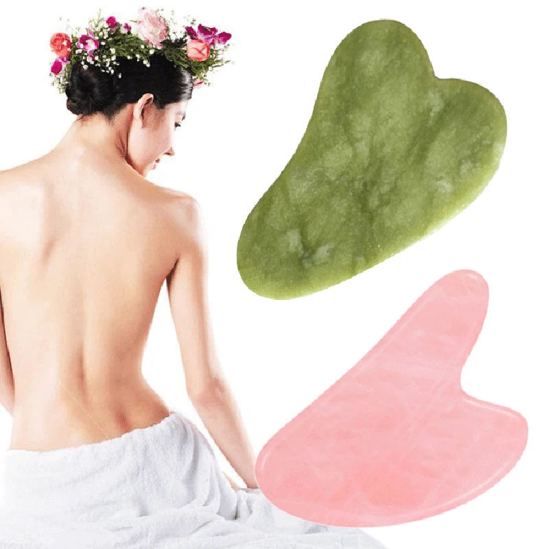 Скребок китайский Для Массажа Гуаша пластина из натурального камня розового