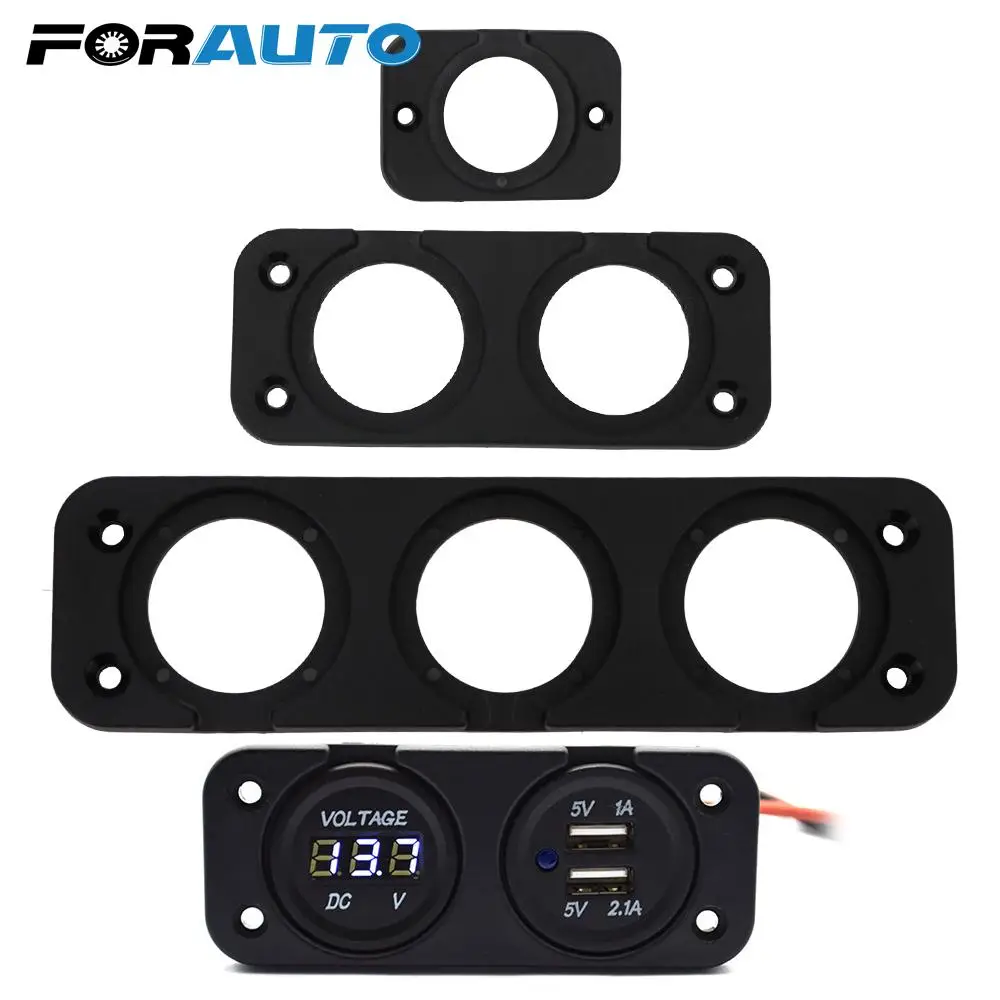 

Car USB Panel 1/2/3/4 Hole Cigarette Lighter Bracket Charger Switch Voltmeter Mounting Plate For Ship Motorcycle Truck Golf Cart