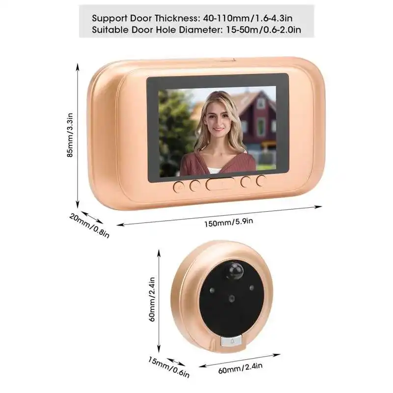 Digital Door Viewer Visual Doorbell 3.5in LED Color Touch Screen Security Camera Motion Detection for Hotel Home | Безопасность и