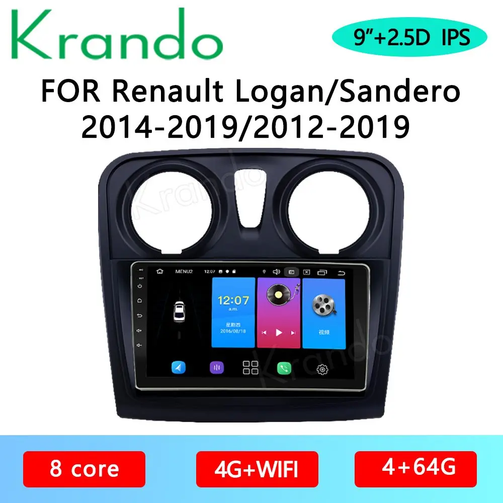 Krando Android 10 0 9 &quotIPS Full Touch автомобильное мультимедийное радио для Renault Logan Sandero 2 2014 2017