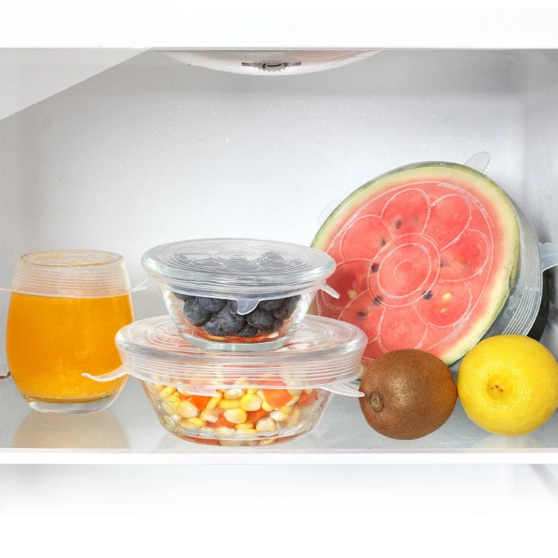 Силиконовая крышка для пищевых продуктов 6 шт./компл. растягивающаяся Крышка