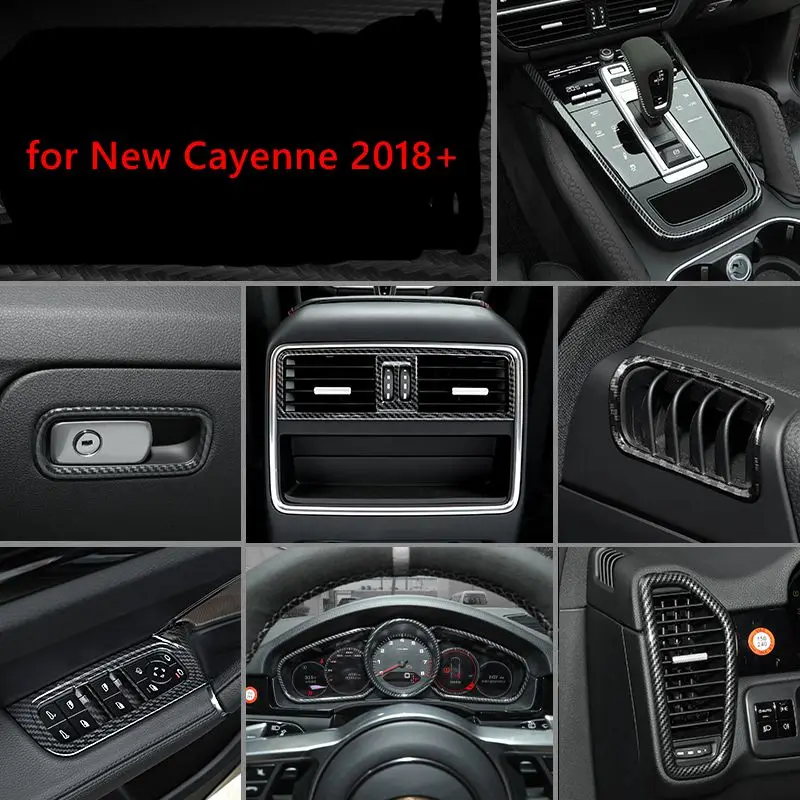 

for Porsche Cayenne Coupe 2018-2021 Carbon Fiber Printed Interior Decoration Stickers Panel Frame Cover Trim