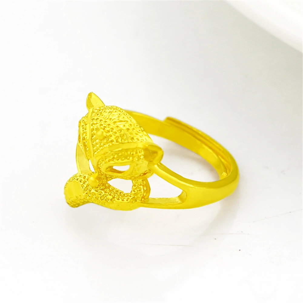 Обручальные кольца из желтого золота для женщин Открытое кольцо с лисой