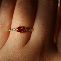 tiny cz red stone rings for women vintage zircon ring classic rhinestone filled finger rings for girl female jewelry gift