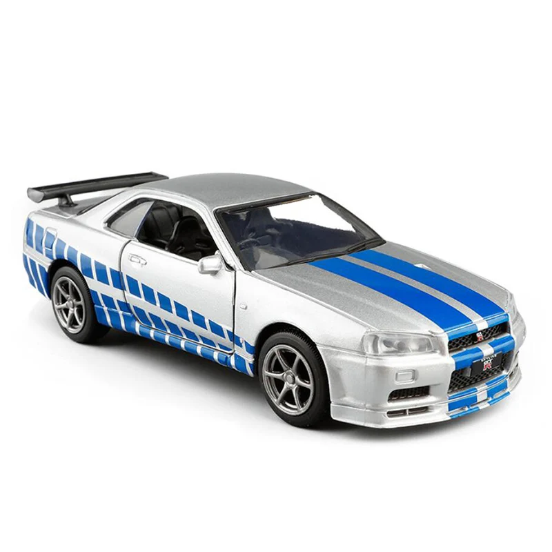 Модель автомобиля GTR R34 из сплава 1:36 Спортивная металлическая модель
