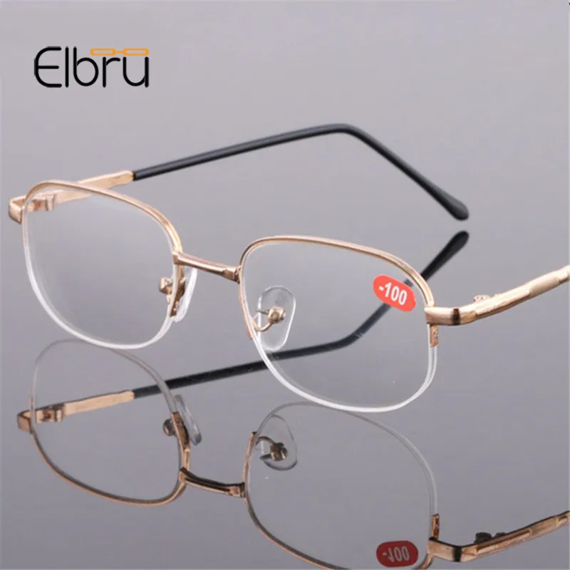 Elbru очки без оправы для близорукости мужские и женские роскошные в золотой оправе