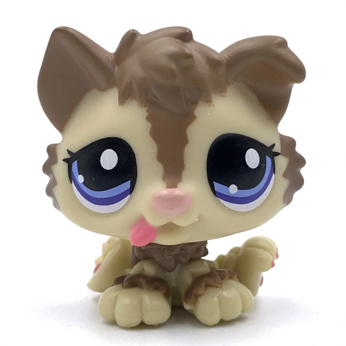 

LPS CAT 3CM MINI Custom-made Baby Puppy for Littlest pet shop Bobble head Toy collie dog #2210 bronw Body blue Eyes 1 Inch