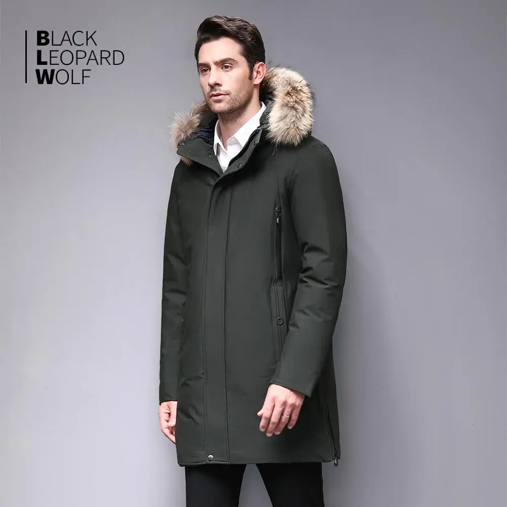 Blackleopardwolf 2019 Мужская теплая зимняя брендовая куртка съемный роскошный меховой
