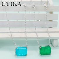 eyika exquisite rectangle green blue paraiba tourmaline zircon pendant necklace for women statement jewelry valentines day gift