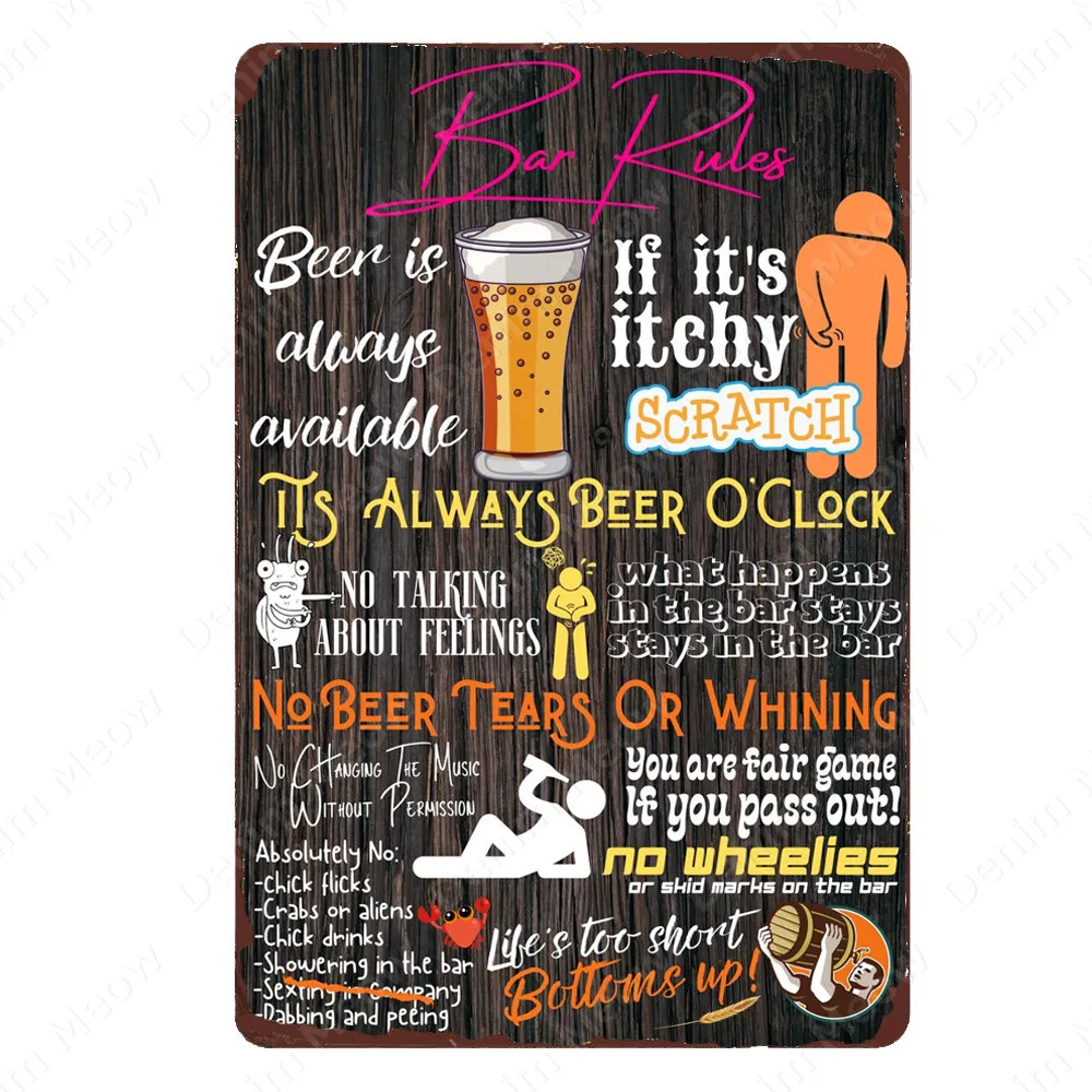 Металлические жестяные вывески для украшения дома Классические коктейли