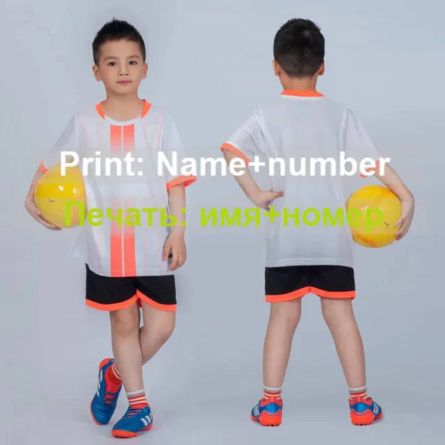 White name number Детские футбольные майки, Футбольная форма для мальчиков, Футбольная форма, комплект для девочек, Футбольная форма на заказ, спортивная одежда, рубашка и шорты, синий, зеленый - Цвет: White name number