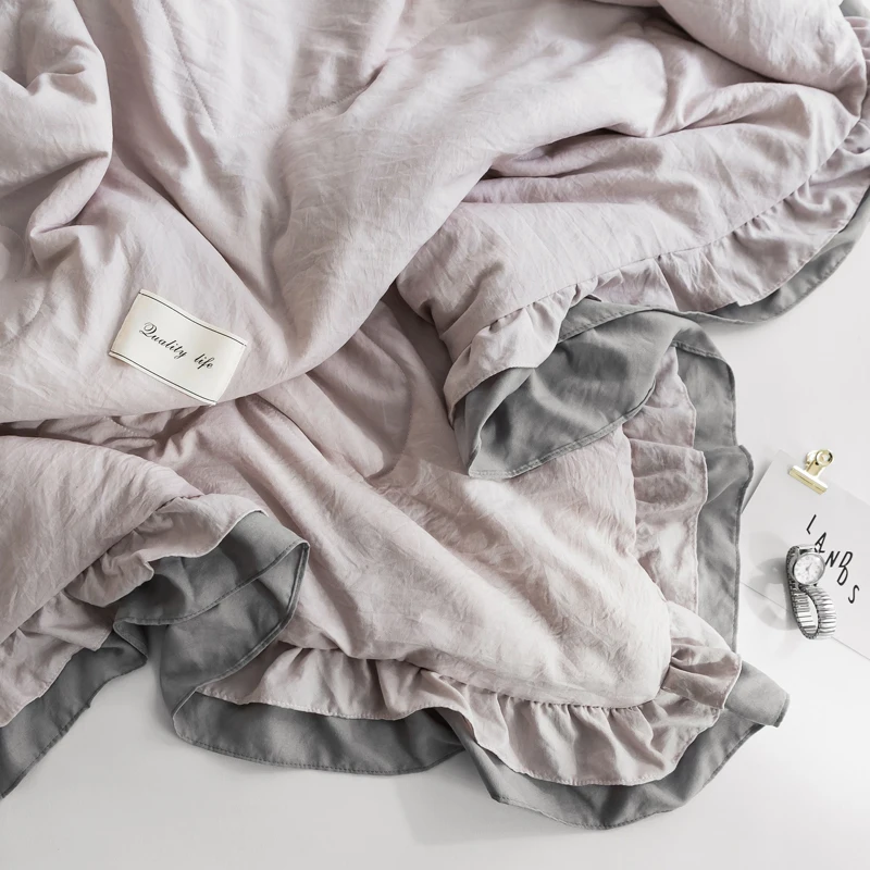 Однотонные стеганые одеяла летнее хлопковое покрывало для двуспальной кровати