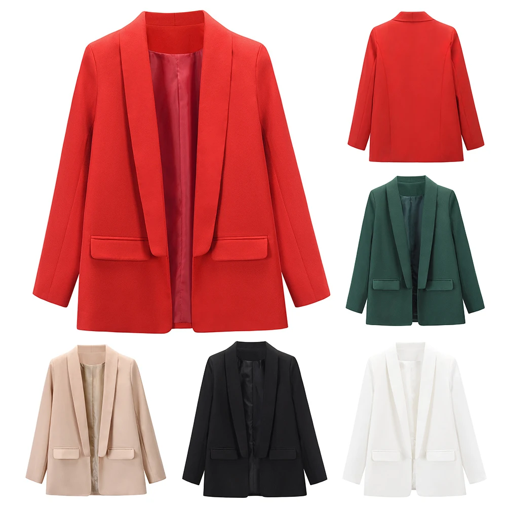 

Chic Lady Autumn Lapel Solid Color Slim-Fit Coat Long Sleeve Women Jacket Blazer Autumn Fashion Blazer Jackets Office Work Suit