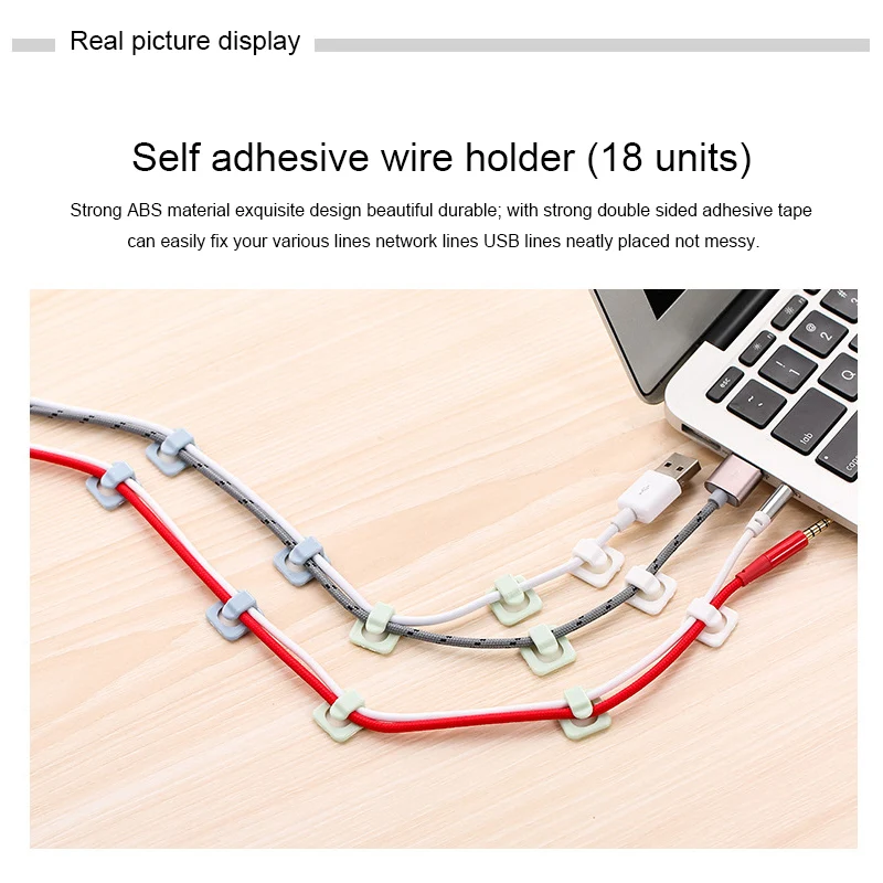 

ABS Wire Manager Cord Holder Cable Organizer Clips Cable Tidy Management USB Charging Data Line Winder For Desktop Workstation