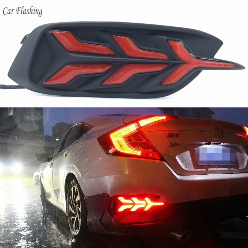 Автомобильный мигающий 2 шт. для Honda Civic 2016 2017 2018 Светодиодный отражатель вождения