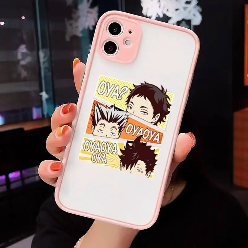 

Haikyuu Hinata attacks Anime Phone Cases Matte transparent For Pink iPhone 12 Mini 11 Pro XR XS Max 7 8 Plus X Back Cover