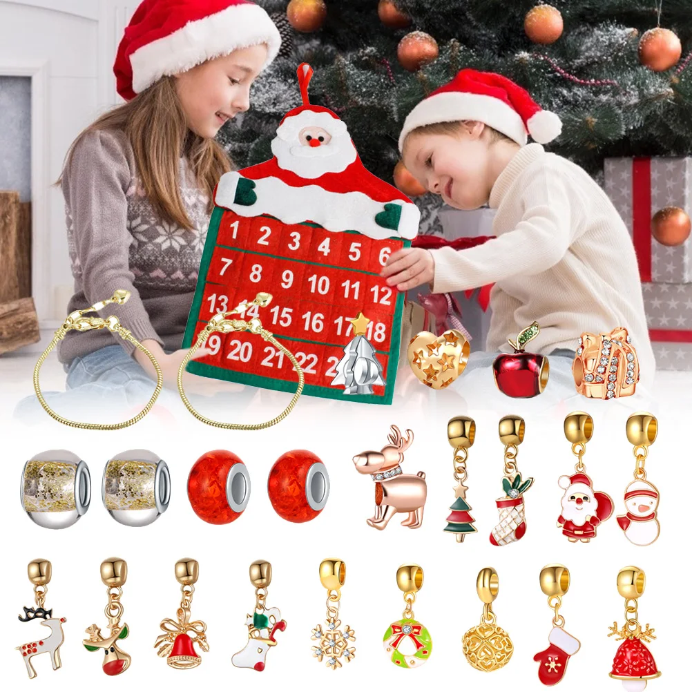 

Christmas Advent Calendar Gift 24Pcs Christmas Gift For Kids Jewelry Calendar Gift Bracelet Beaded Charms Set DIY Gift Set
