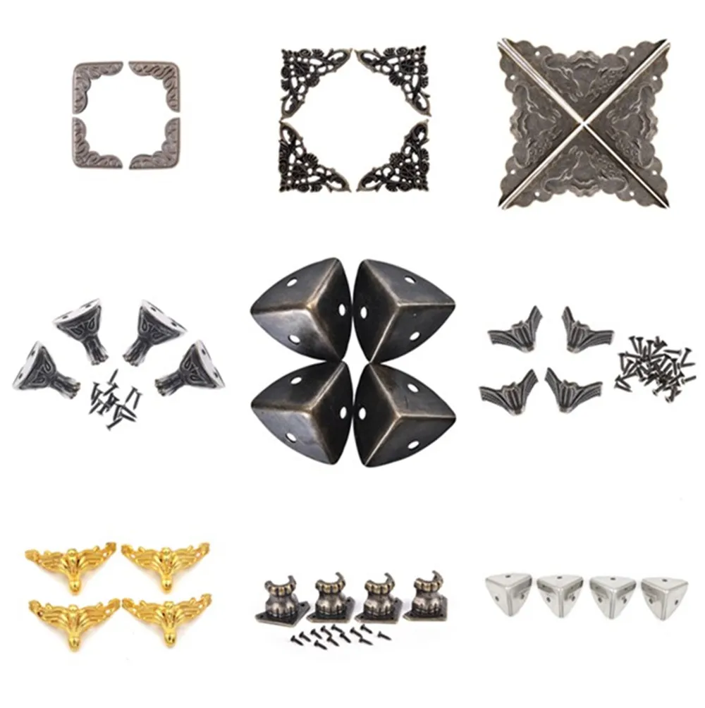 4 шт./лот антикварная шкатулка для украшений угловая ножка Деревянный чехол