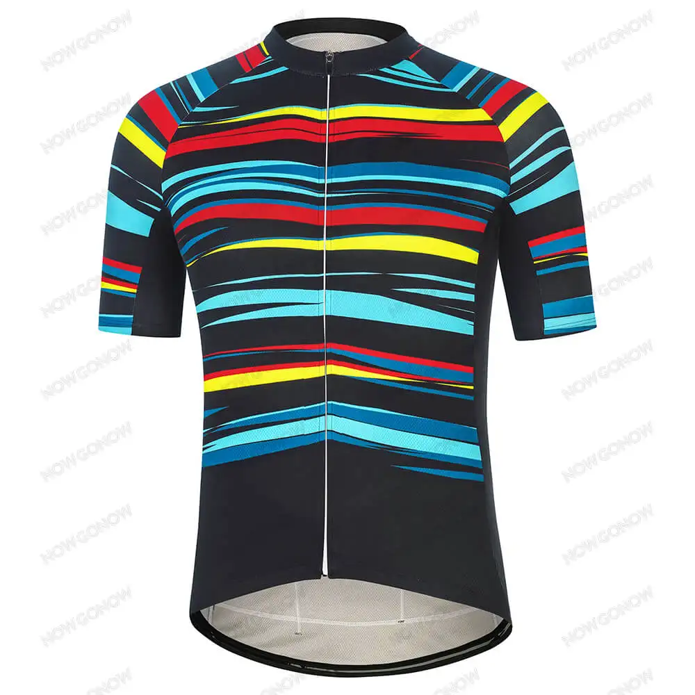 Футболка мужская велосипедная с коротким рукавом Радужная для поездок на